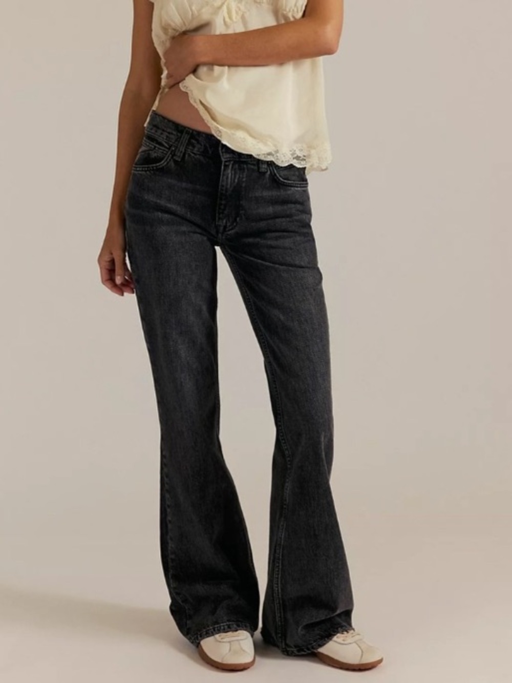 Free People We The Free West Coast Relaxed Flare Jeans- Washed Black- NWT